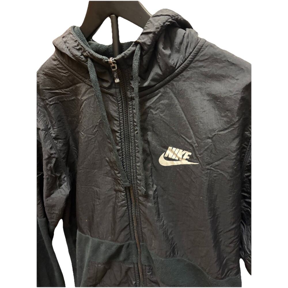Nike Full Zip Hoodie Jacket Men’s Large Black Windbreaker Fleece Hybrid Swoosh - Picture 3 of 10